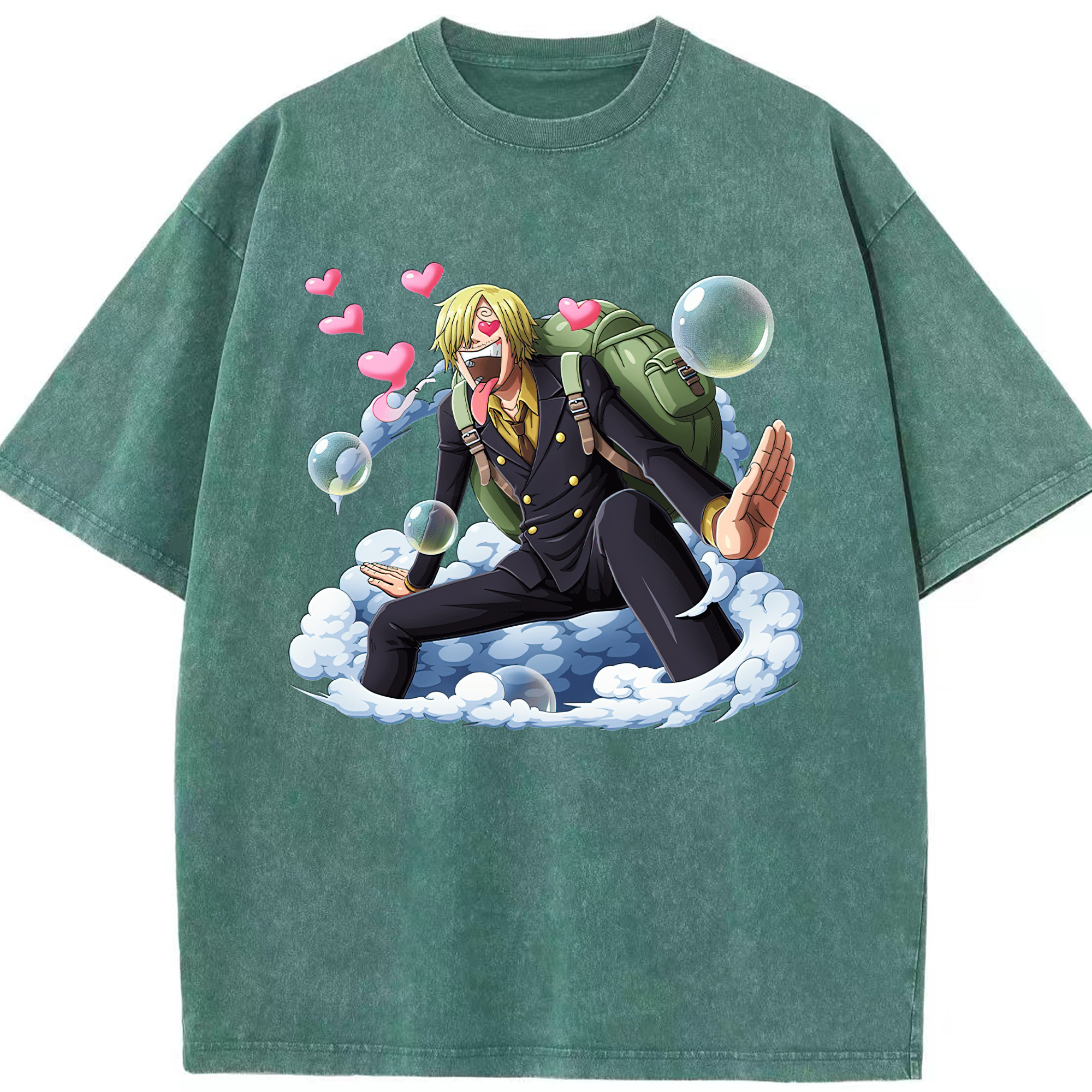 （画像用） ワンピース サンジ ONE PIECE Sanji 綿100% ヴィンテージ風 半袖Tシャツ（フロントプリント）